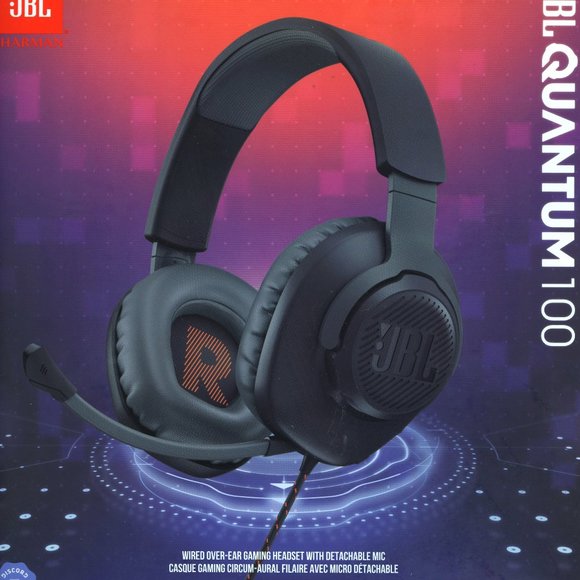 JBL Quantum 100 Wired Over Ear Gaming Headset - Black - Picture 2 of 6